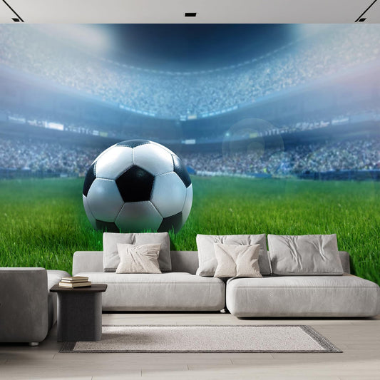 wall26 Wall Sticker/Wall Mural Close Up of a Football Ball on a Full Stadium, Not Peel and Stick, Non-Woven Wallpaper Decorative for Bedroom, Living Room,Office - 120x192 inches