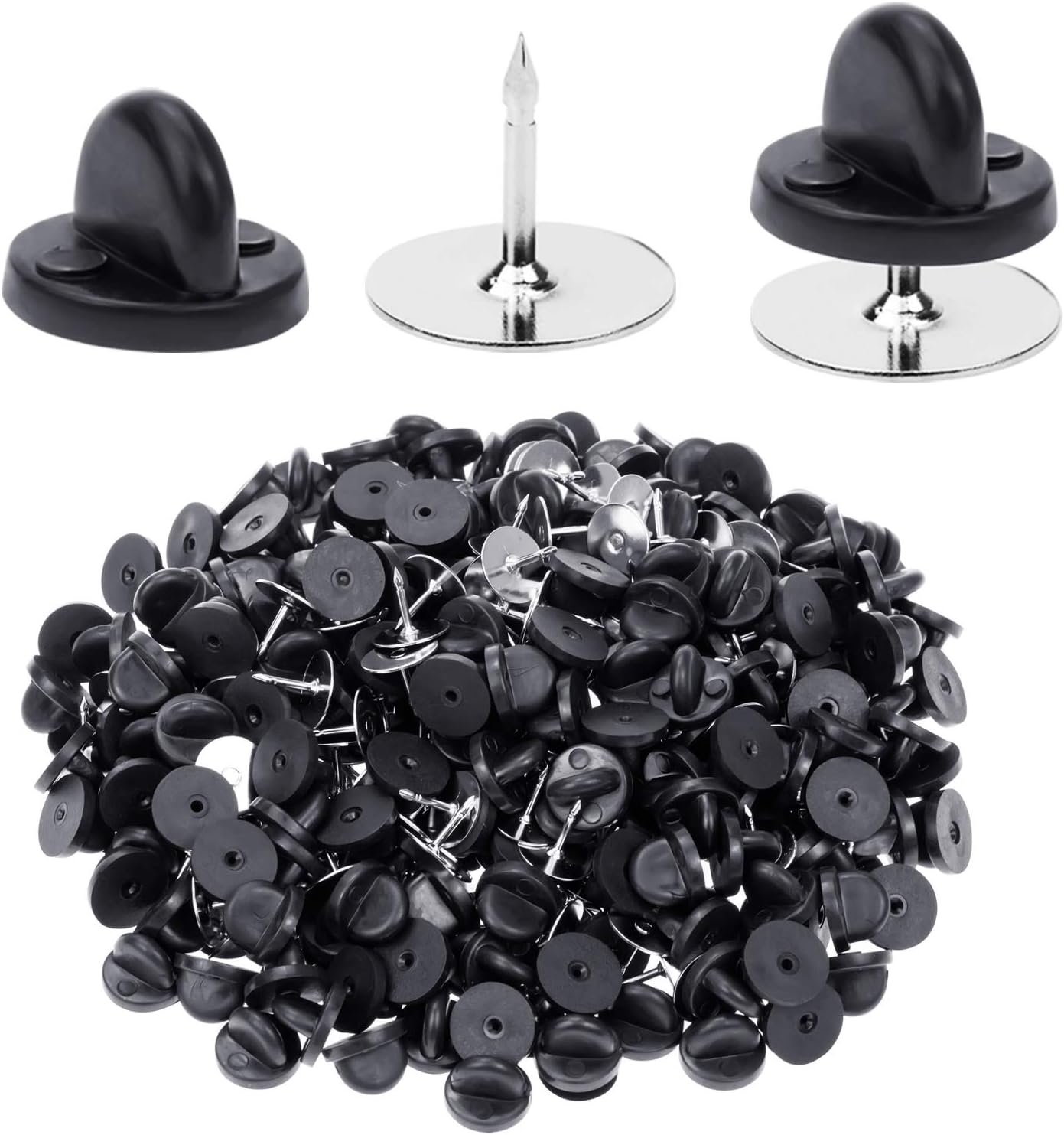 400pcs PVC Rubber Pin Backs Butterfly Clutch Pin Tie Tacks Blank for Uniform Badges Backing Holder Clasp Lapel Enamel (200 Sets)
