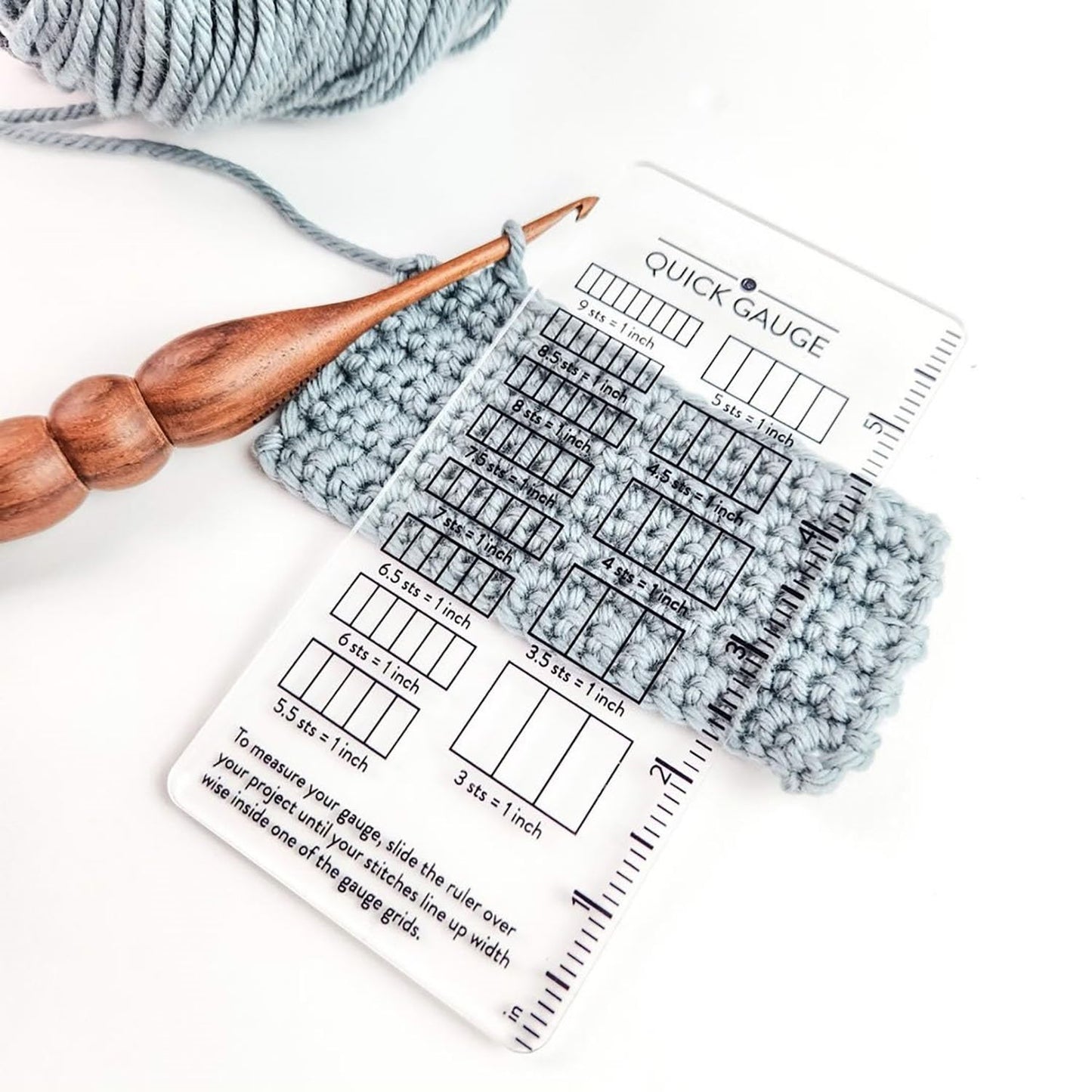 Quick Gauge Ruler, Gauge Ruler for Knitting and Crochet, Scarf Keychain Knitting No Counting Needed, Slide Sewing Rulers and Guides for Fabric Stitch Measuring Crochet Tool(4pcs)