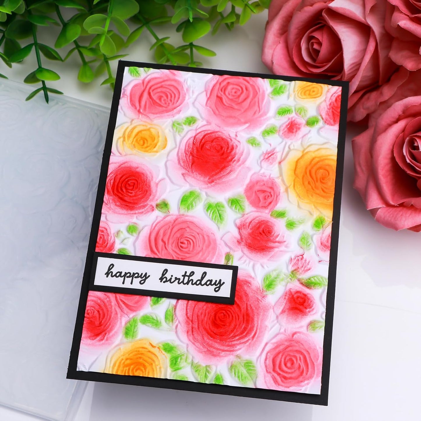BAOFALI 3D Embossing Folder for Card Making,Floral Pattern Clear Plastic Texture Fades Embossing Folder Template for Scrapbooking Cardstock Album DIY Decoration Paper Crafting 6.3x4.5inch