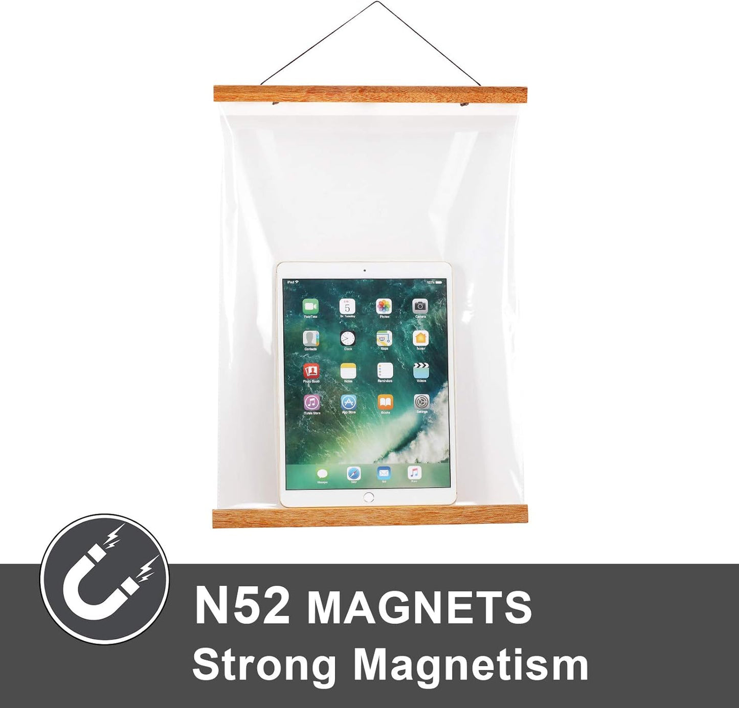 WITCOLOR Magnetic Poster Hanger Frame, 14 Inch Wide Teak Wood Magnet Poster Frame for Posters, Prints, Photos, Pictures, Maps, Scrolls, and Canvas Artwork
