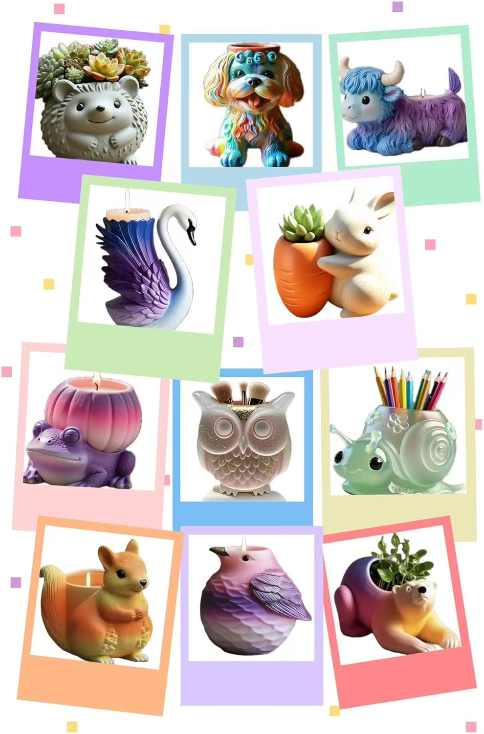 Animal Resin Molds Silicone 3D Cute Sheep Epoxy Resin Plaster Candle Holder Wax Molds for Candle Making, Art Crafts DIY Unique Display Home Decor
