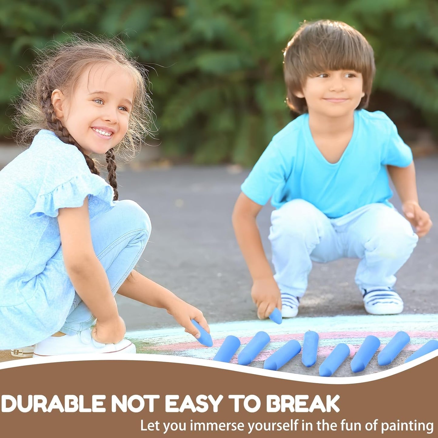 Fulmoon 40 Pcs Jumbo Sidewalk Chalk for Kids Outdoor Art Non Toxic Large Washable Street Chalk for Adults Drawing Painting Classroom(Blue,Sharp Style)
