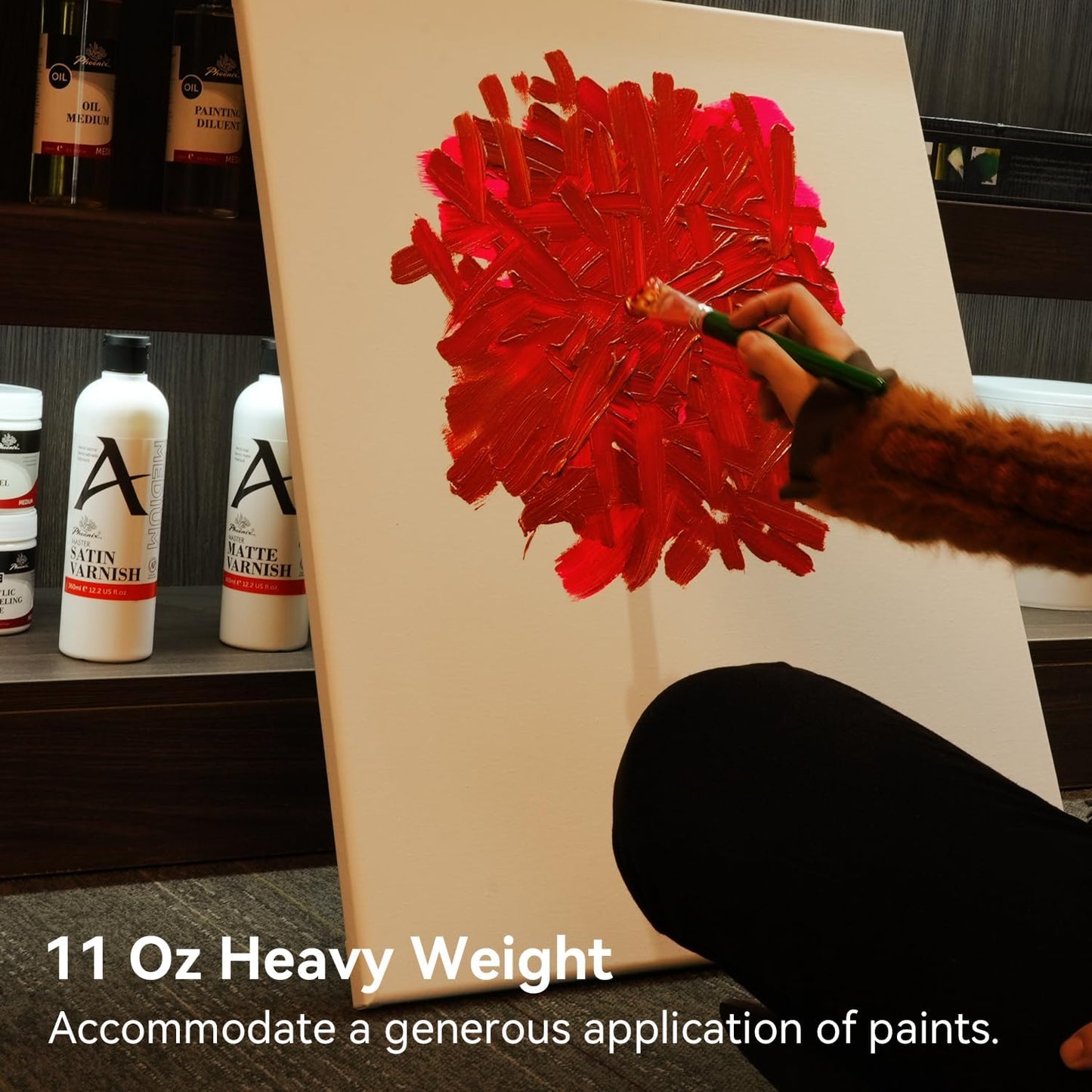 PHOENIX 18x18 Inch 2 Pack Artist Canvas - Large Square Stretched Canvases for Painting - 3/4 Inch Profile, 100% Cotton 11 Oz. Gesso Primed White Blank Professional Canvas Oil & Acrylic Paints