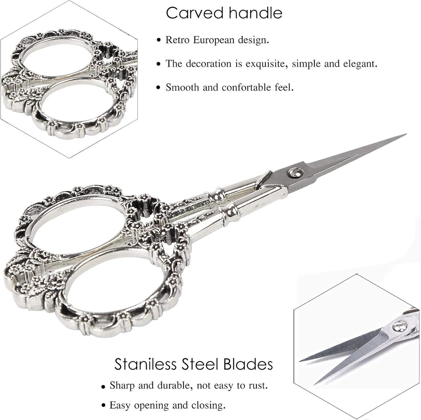 BIHRTC 4.5inch Scissors with Leather Case Plum Blossom Scissors Small Sharp Tip Stainless Steel Craft Scissor Shear for Office Home Sewing Supplies Cross Stitch Needlework DIY