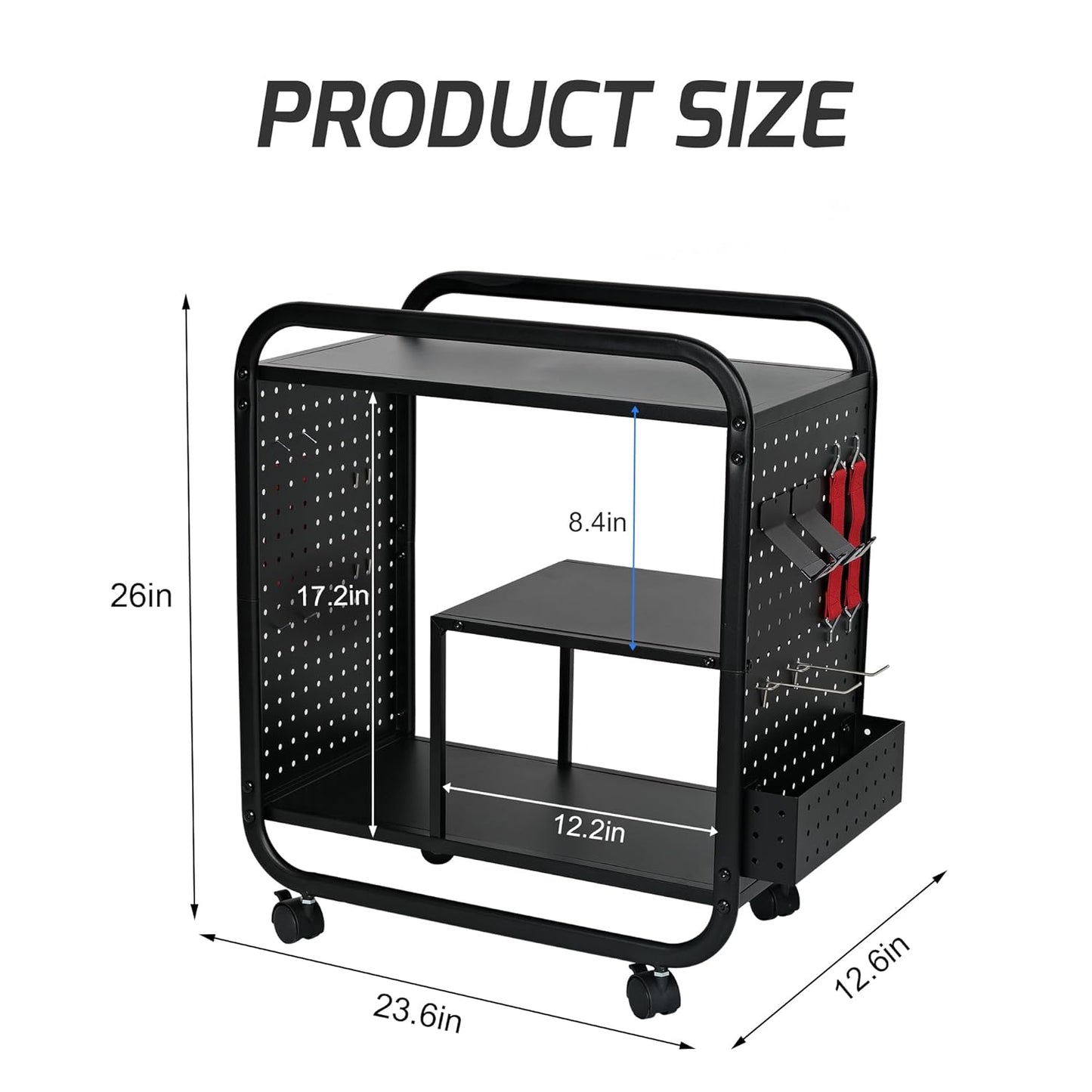 PLKOW Video Game Organizer, Rolling Video Game Storage Rack for Xbox/Switch/PS4/PS5 Accessories, Game Consoles Stand Controllers Holder, Perfect Holiday Present (Black)