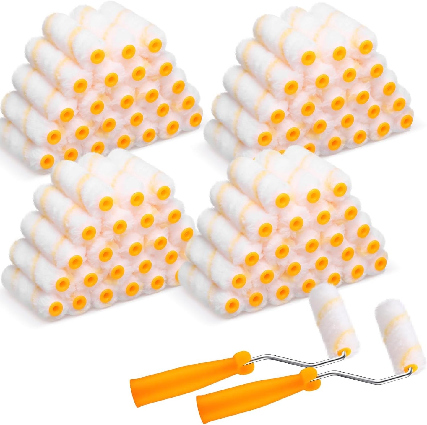 Leumoi 160 Pcs 4 Inch Paint Roller Covers with 2 Holder Microfiber Mini Small Paint Roller Kit for Painting Walls House Home