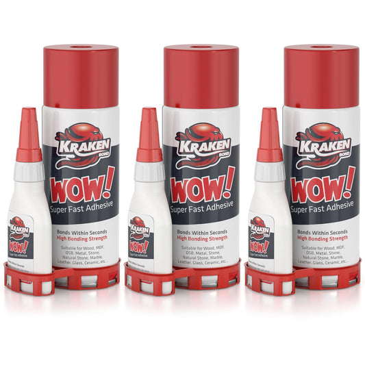 Kraken Bond Wow! CA Glue (1x3.50 oz) with Spray Adhesive Activator (1x13.50 fl oz) - Cyanoacrylate, with Activator, Fast CA Glue for Woodworking, Crazy & Craft - 1 Pack