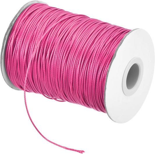 MECCANIXITY Waxed Cord 1mm Waxed Polyester Cord 175 Yard Wax String for Bracelet Making,Necklaces, Beading,Jewelry Making and DIY Crafts(Dark Pink)