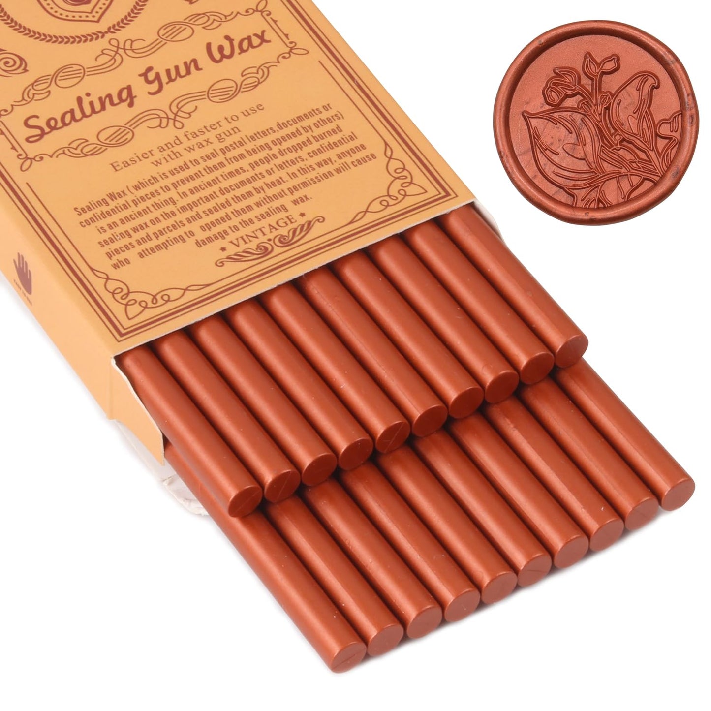 Red Gold Sealing Wax Sticks, WASOHLING 20Pcs Glue Gun Wax Seal Sticks for Wax Seal Stamp, Red Gold Wax Seals for Christams Wedding Invitation Envelope Letter Seals, Craft Adhesive (Mini Size)