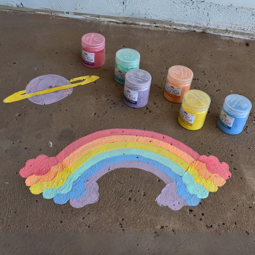 DIY Sidewalk Chalk Paint 6pk Kit - Non-Toxic, Washable Powdered Chalks - Simply Mix in Water and Use a Paintbrush to Create Colorful Artwork on the Sidewalk or Chalkboard, For Kids Ages 5+