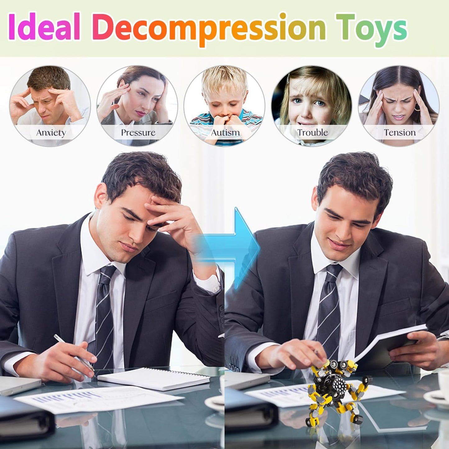 Fidget Spinners for Kids and Adults Stress Relief Sensory Fidget Toys for Boys and Girls Fingertip Gyros Toy Sensory Toy for Kids 2 Pcs Party Favors