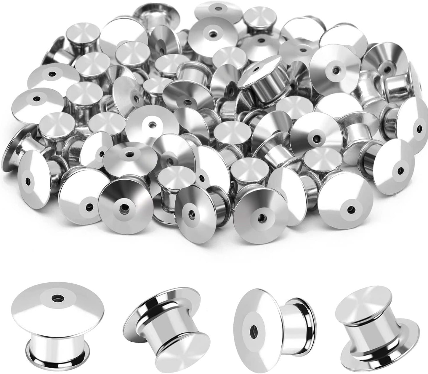 40PCS Locking Pin Back Locking Pin Keeper Clasp, Metal Pin Backing for Brooch Enamel Lapel Pin Lock