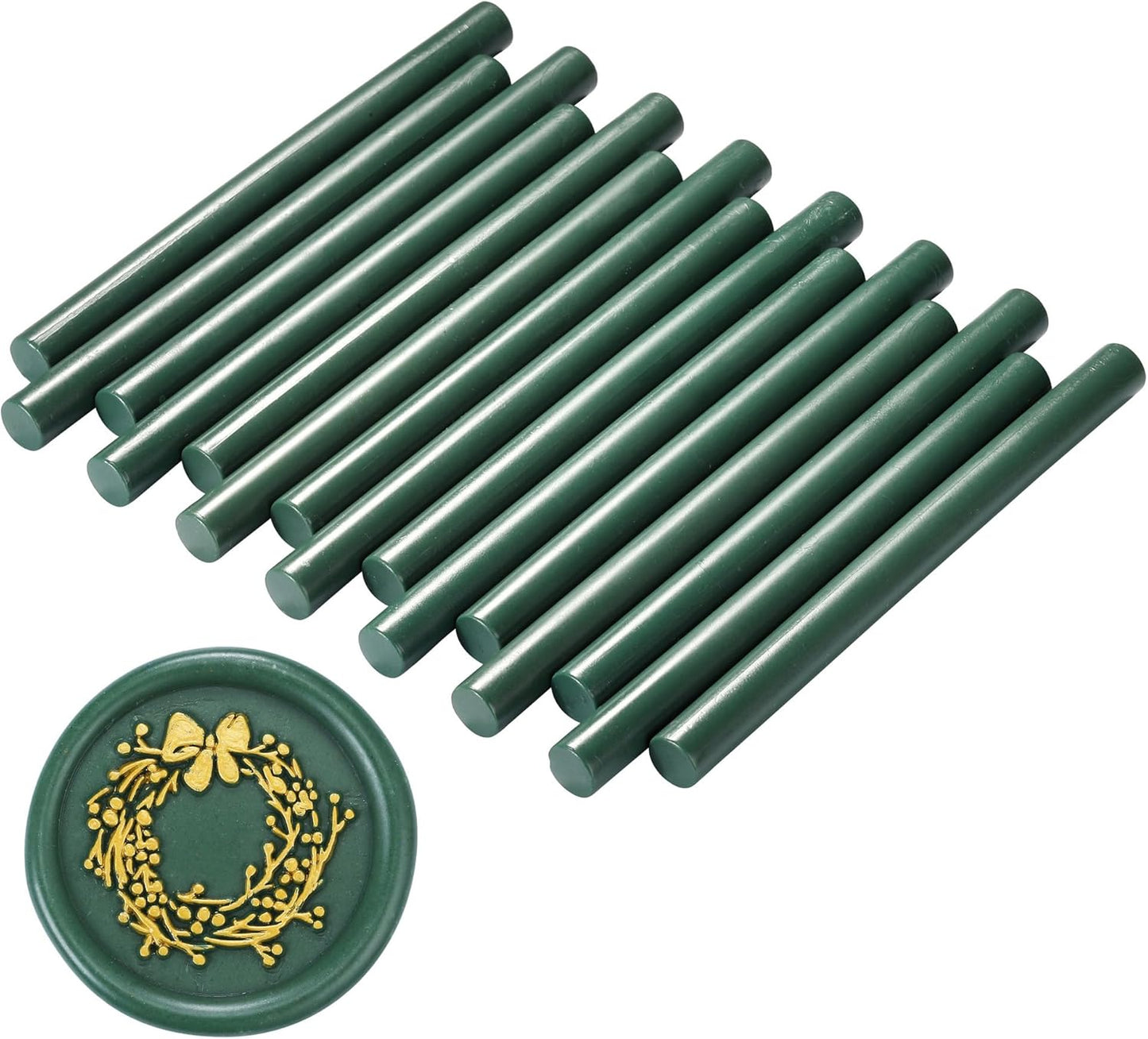 Yoption 15 Pieces Olive Green Glue Gun Sealing Wax Sticks for Wax Seal Stamp, Great for Wedding Invitations, Envelopes, Cards, Christmas Gift Ideas, Wine Packages (Olive Green)