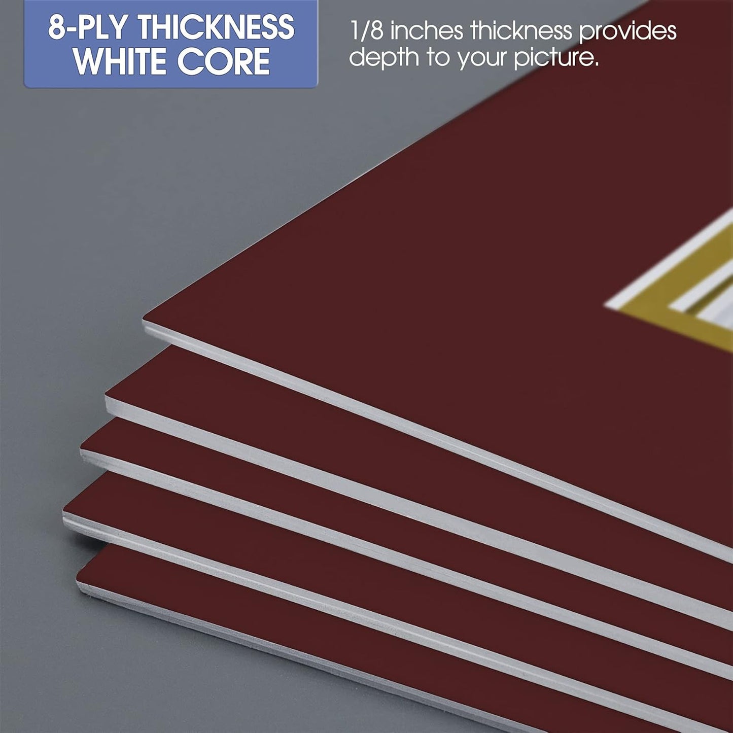 Golden State Art, 11x14 Double Mats for 8x10 - for Photos, Pictures, Frames - Acid-Free, 5 Pack, Maroon Over Old Gold