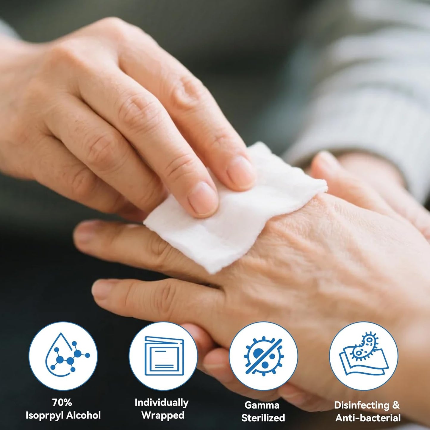 Alcohol Prep Pads with 70% Isopropyl Alcohol, 400 Pack, Medical-Grade, Individually-Wrapped, Isopropyl Cotton Swabs, Disposable, 2 ply