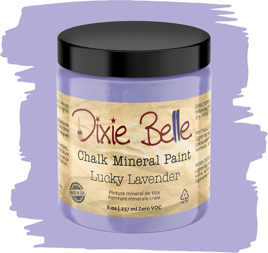 Dixie Belle Paint Company Chalk Finish Furniture Paint - Lucky Lavender (8oz) - Matte Pastel Purple Chic Chalk Mineral DIY Furniture Paint
