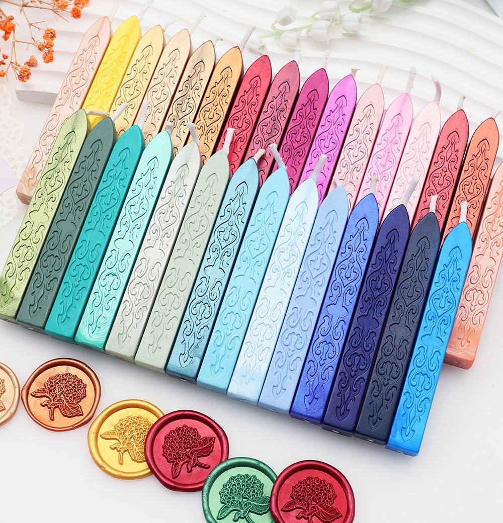 20Pcs Wax Sealing Sticks with Wicks, Assorted Colors Wax Seal Sticks Great for Letter Sealwax Stamp, Mixed Color Waxsealsticks, Wedding Invitations, Decoration (20)