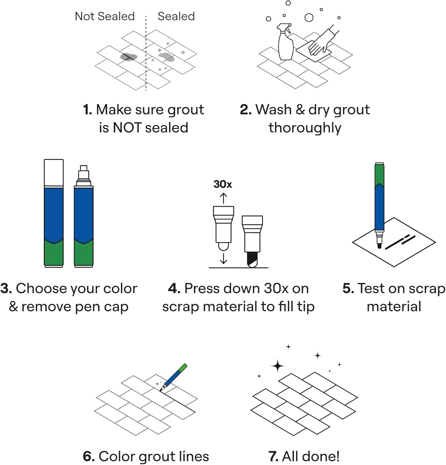 Grout Pen Cream Tile Paint Marker: Waterproof Grout Paint Pen, Tile Grout Colorant and Sealer Pen for Bathroom, Shower, Kitchen, More - Cream, Narrow 5mm Tip (7mL)