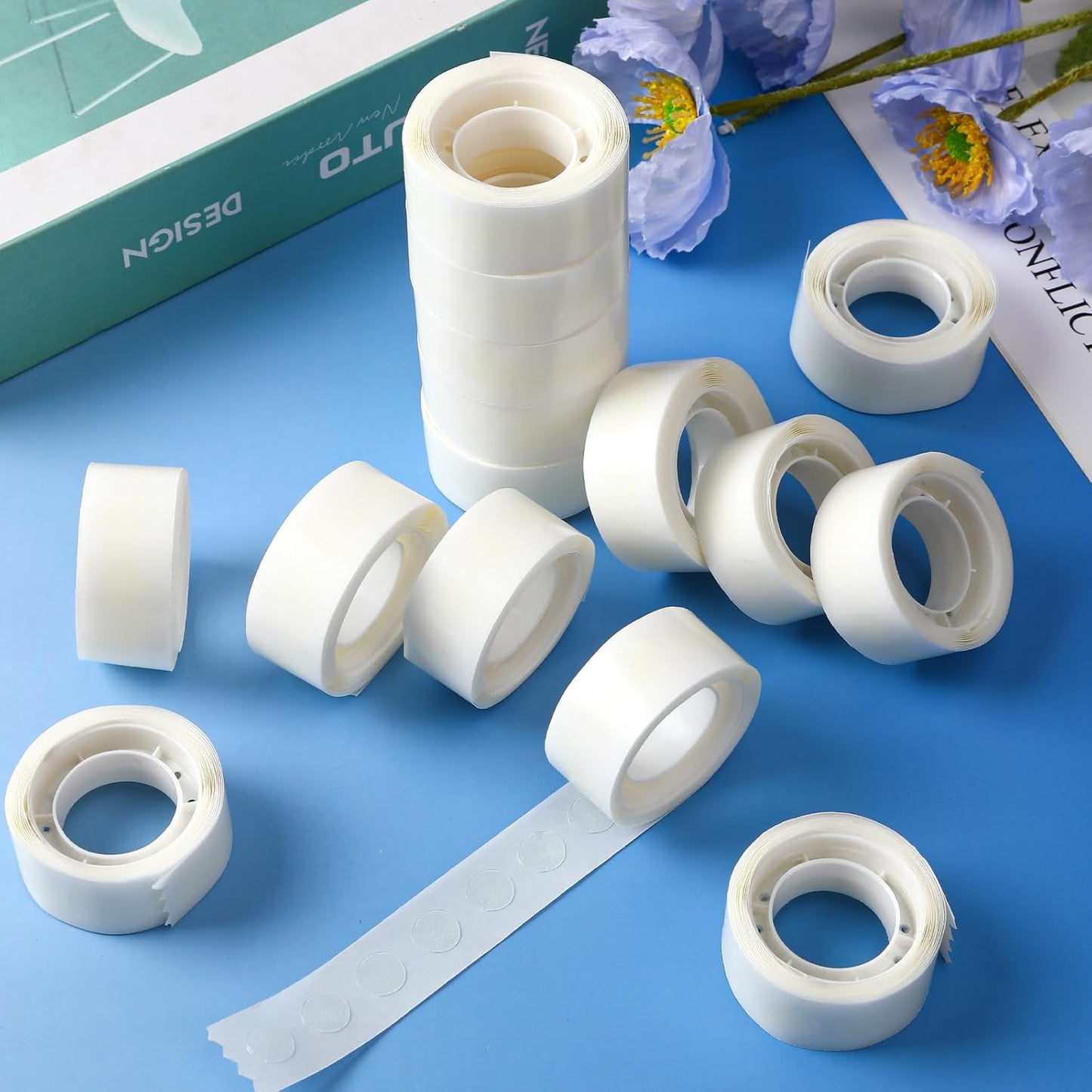 UPINS Glue Points Dots, 3000Pcs Balloon Glue Adhesive Dots Double Sided Removable Glue Tape Dots for Balloons Crafts Decoration, 6 mm, 10 mm, 15 mm