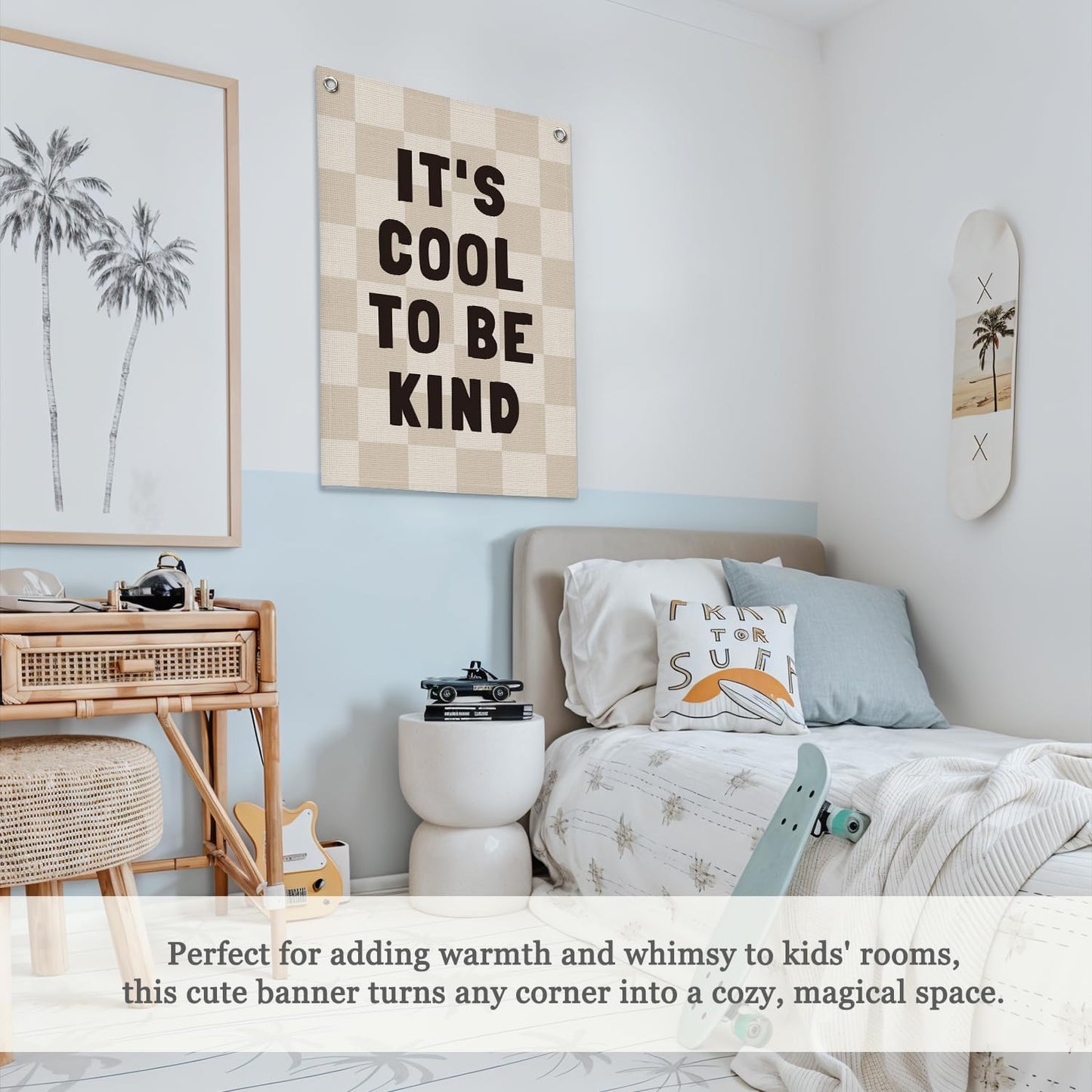 Kids Room Decor Linen Canvas Banner, It's Cool to Be Kind,Baby Nursery Decor Wall Hanging Flag for Bedroom Playroom Classroom Kids Rroom 18x25 Inch
