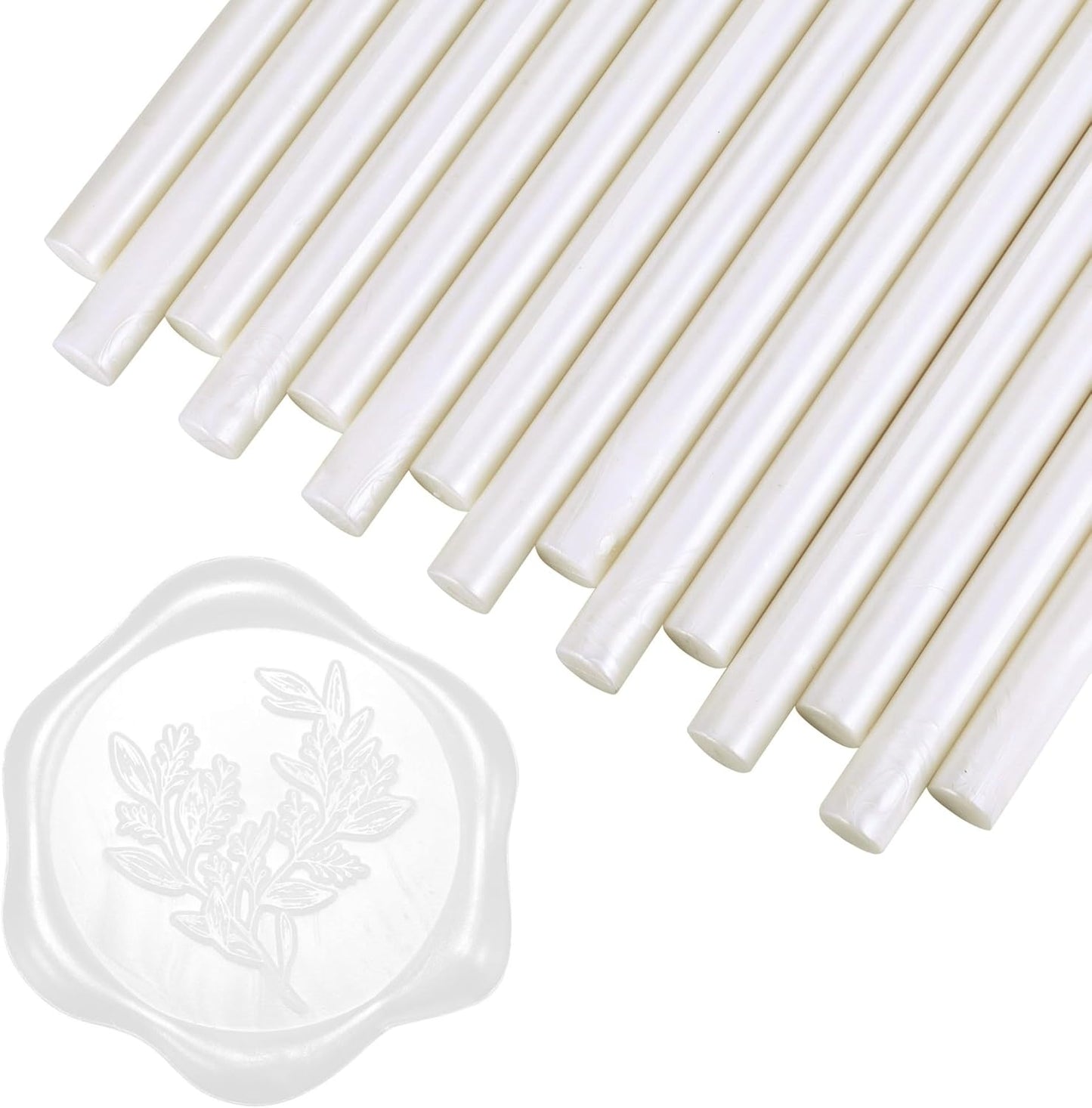 Yoption 15 Pieces Pearl White Glue Gun Sealing Wax Sticks for Wax Seal Stamp, Great for Wedding Invitations, Envelopes, Cards, Christmas Gift Ideas, Wine Packages