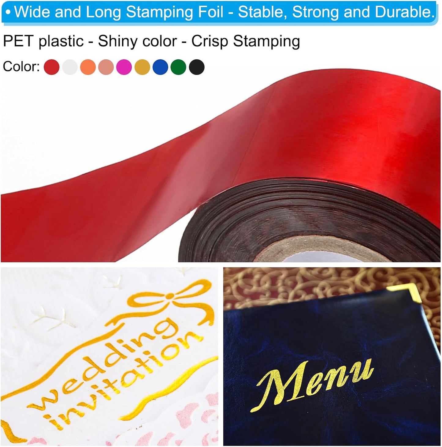 PATIKIL 1.2"x400Ft Hot Stamping Foil Paper,Heat Transfer Hot Stamping Paper Foil Roll for Leather DIY Logo Decor Craft Gift Card Package Scrapbook,Black