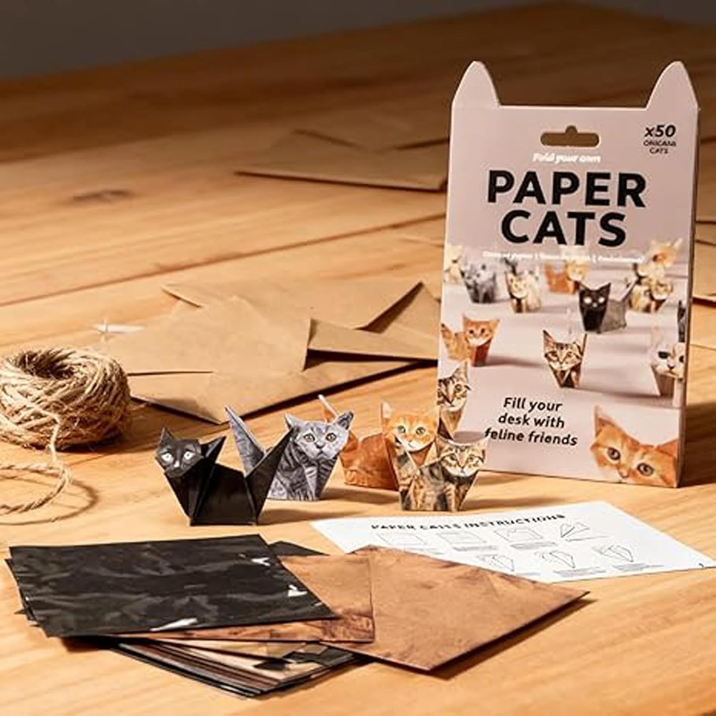 DIY Paper Cats - 50 Sheets DIY Origami Paper to Fold Cute Cat Figures, Fun Craft Activity for Adults & Kids, Desk Decoration & Gift for Cat Lovers