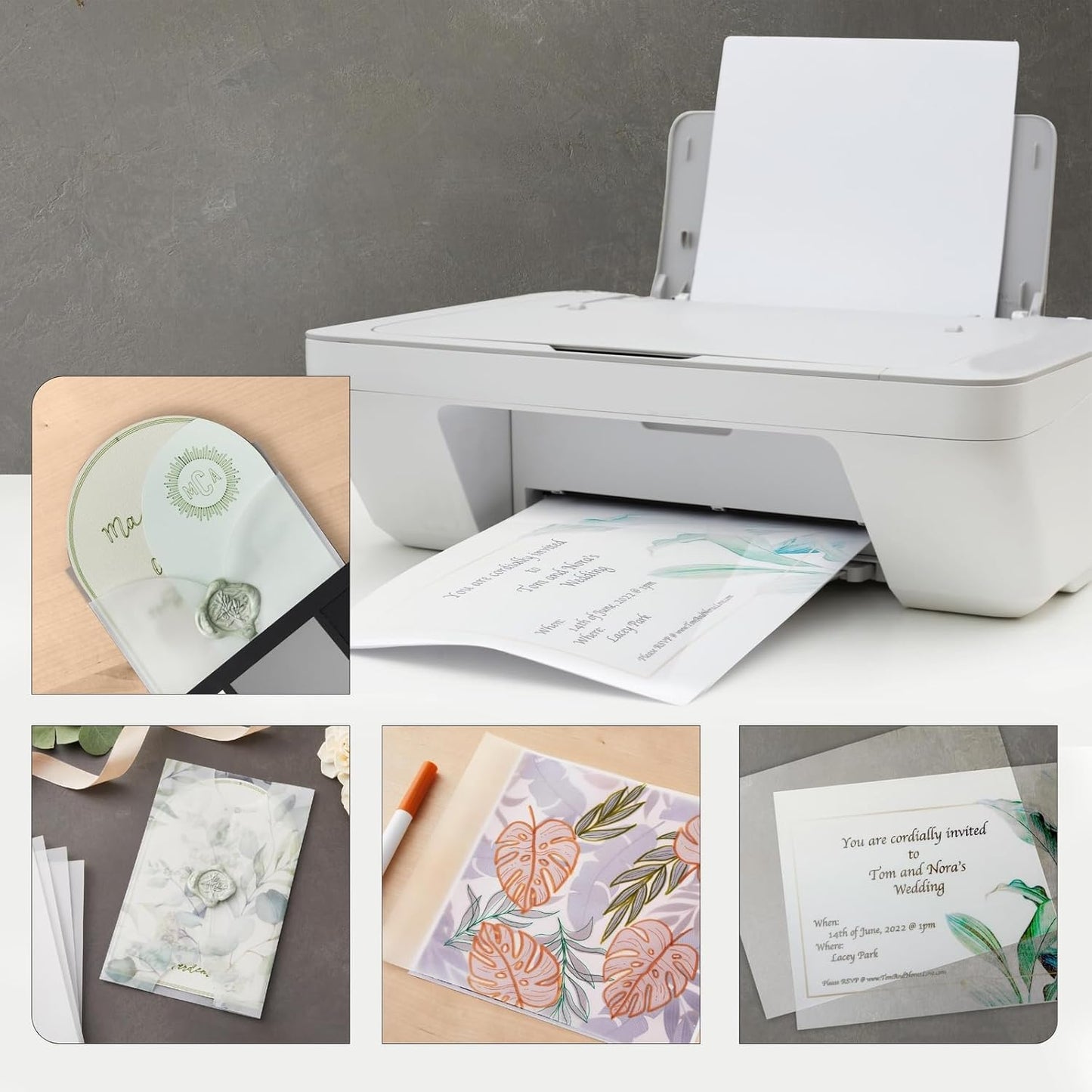 Paper Junkie Vellum Paper - 8.5 x 11 in, 100 Sheets White Translucent - Translucent & Transparent Printer Sheets for Inkjet & Laser - Printable Tracing Paper for Invitations, Sketching & Drawing