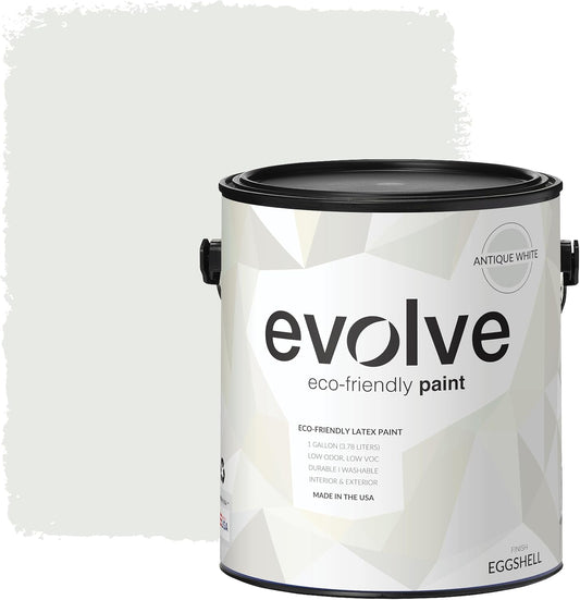 EVOLVE Paint & Primer: Environment-friendly, Low Sheen with One-coat Coverage for Interior & Exterior surfaces (Antique White, 1-Gallon)
