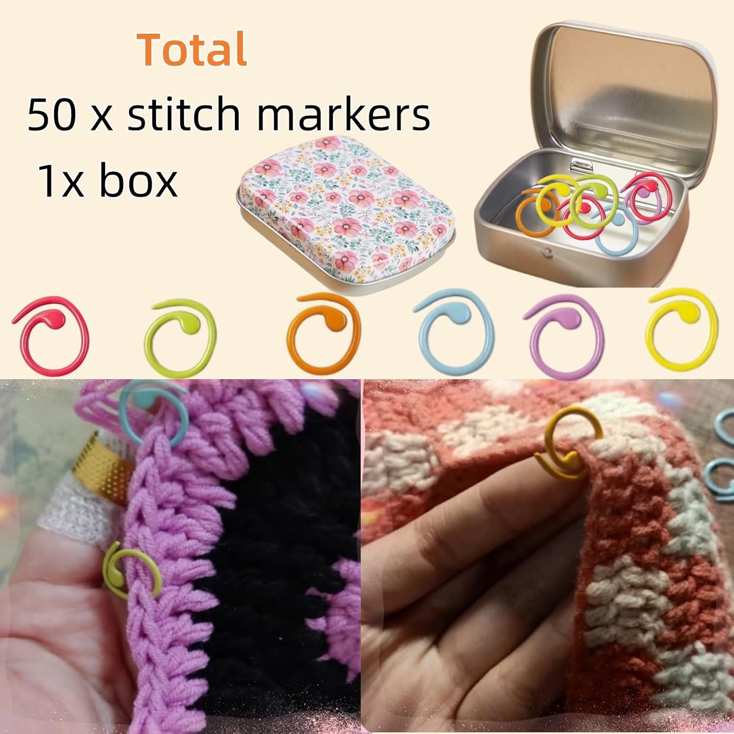 Hilsayum 80Pcs Stitch Markers for Crocheting and Knitting,4 Shapes Colorful Crochet Stitch Markers with Box
