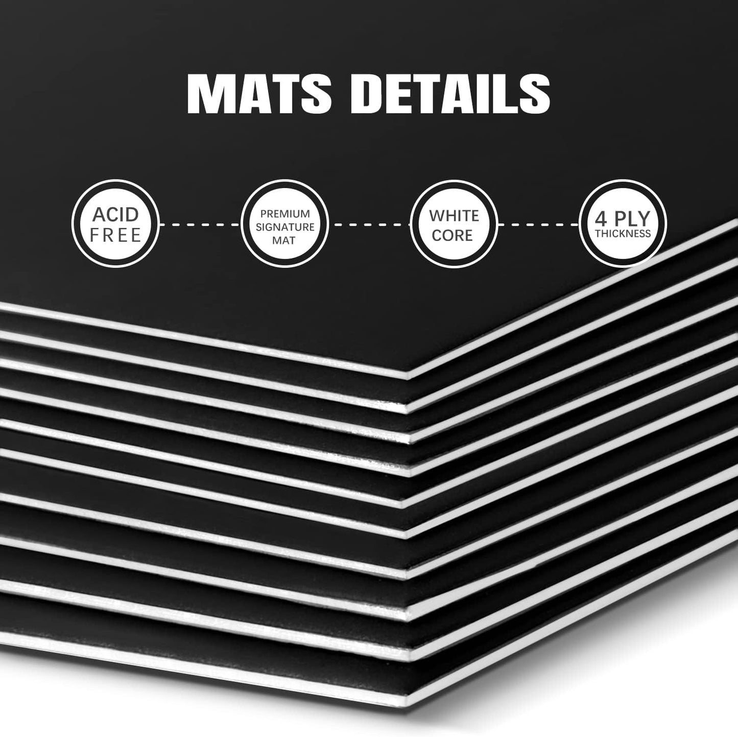 AUEAR, 15 Pack 8x10 Uncut Matte Boards Black Photo Mat Board Great for Picture Framing, Print, Artwork