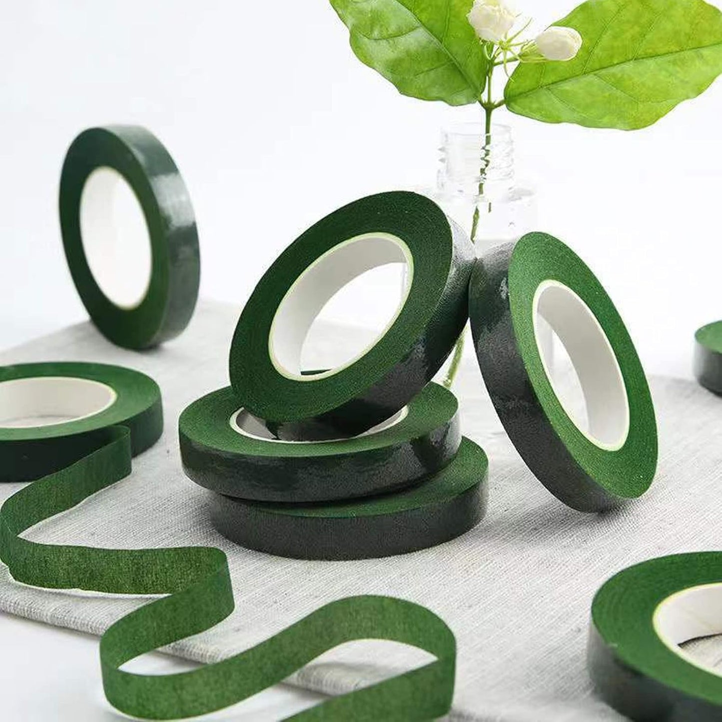 12 Rolls 1/2 Inch 30 Yard Green Floral Tape for Bouquet Stem Wrapping - Adhesive, Waterproof and Flexible (Dark Green)