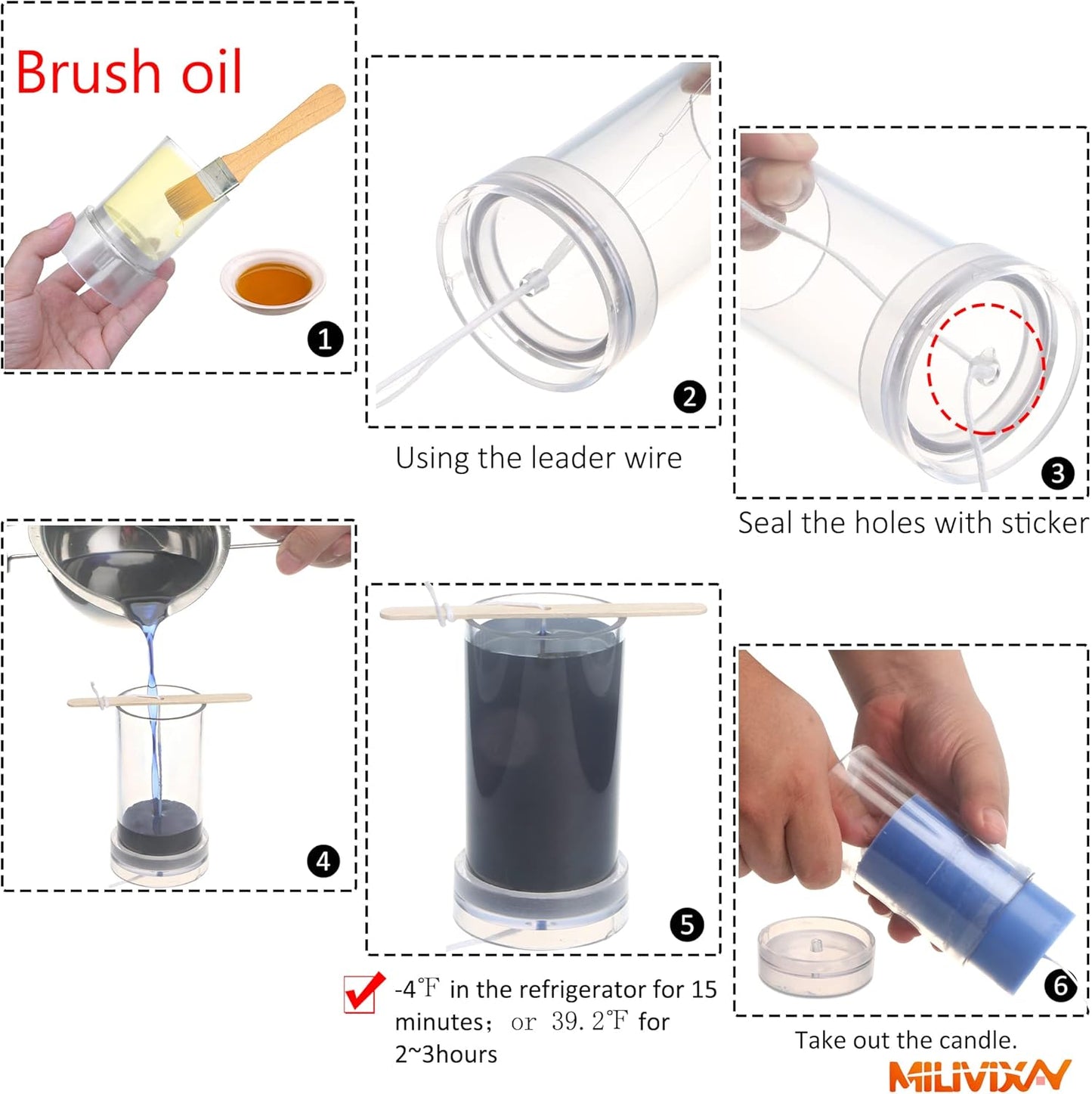 MILIVIXAY 3PCS Pillar Candle Molds - Plastic Cylinder Candle Mold Set for Candle Making-Candle Making Molds-60 Ft. of Wick, 50pcs Wick Stickers, 3pcs Wick Holders and 1pc Iron Wire Included as a Gift.