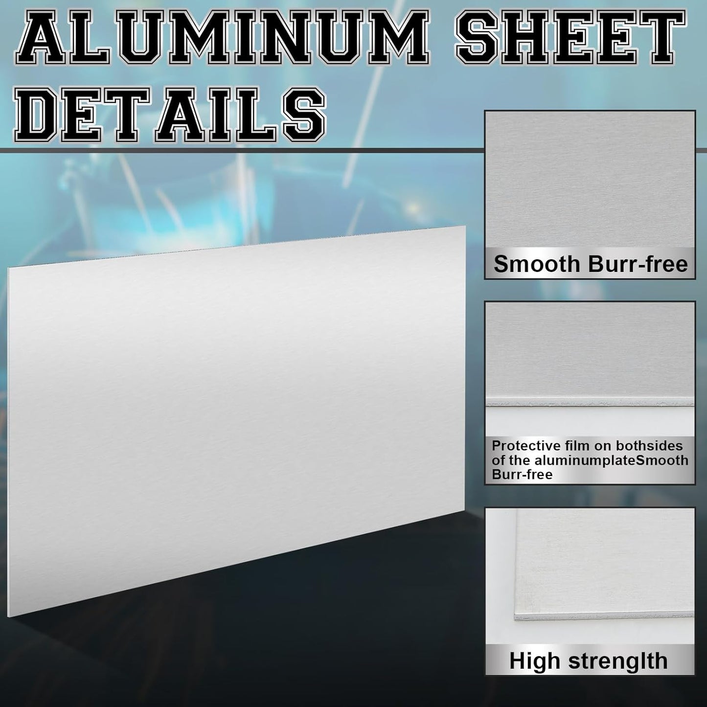 1 Pack 5052 Aluminum Sheet Metal 12" x 24" Aluminum Plate 1/8 (0.125'') Inch Thickness Rectangle Metal Panels for Industry Crafting Handcraft DIY Projects