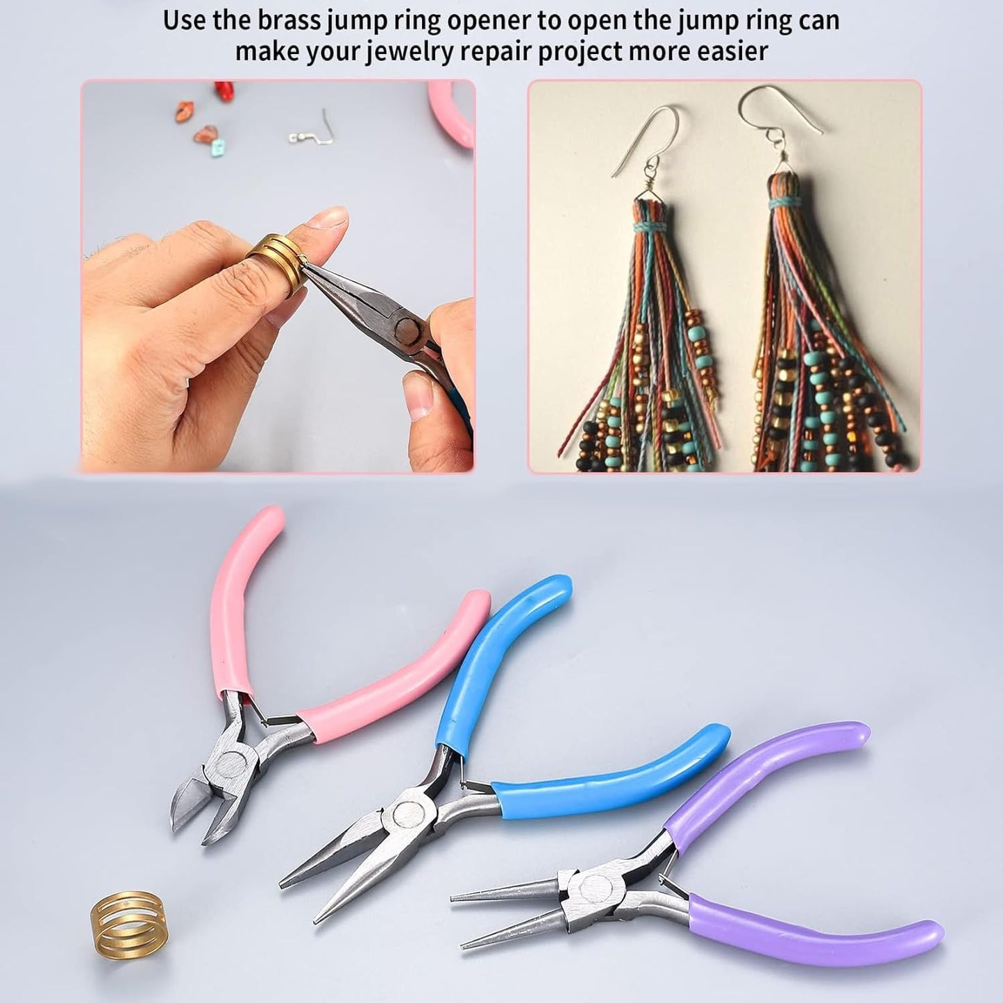 3 Pcs Jewelry Pliers Set - Needle Nose, Round Nose and Wire Cutters for Jewelry Making, Repair and Crafts，Wire Wrapping Beading Crafts Pliers