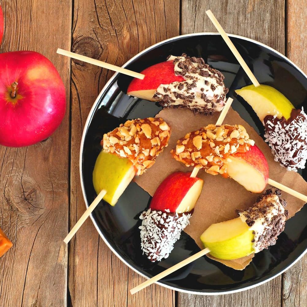 300 Pcs 6 inch Natural Bamboo Skewers, Φ=4mm, PEOUWNES Food Sticks for Appetiser, BBQ, Fruit，Cocktail, Grilling Kebabs, Bouquet, Chocolate Fountain, Corn Dog, Kitchen, Barbecue, Crafting and Party