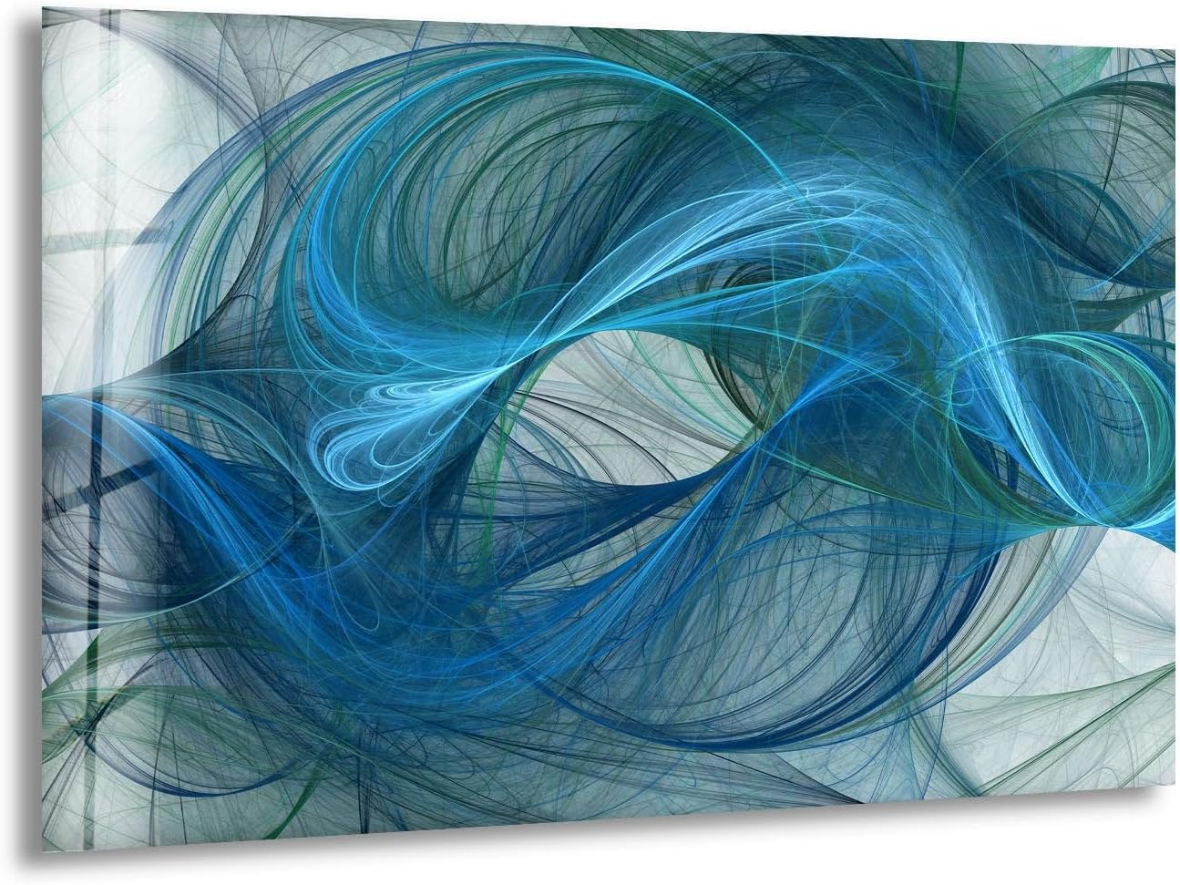 My Photostation.com 43Wx27H'' Blue Energy Abstract Wall Art – Fluid Motion Glass PrintTempered Glass Printing Wall Decor Large Wall Art Wall Hangings