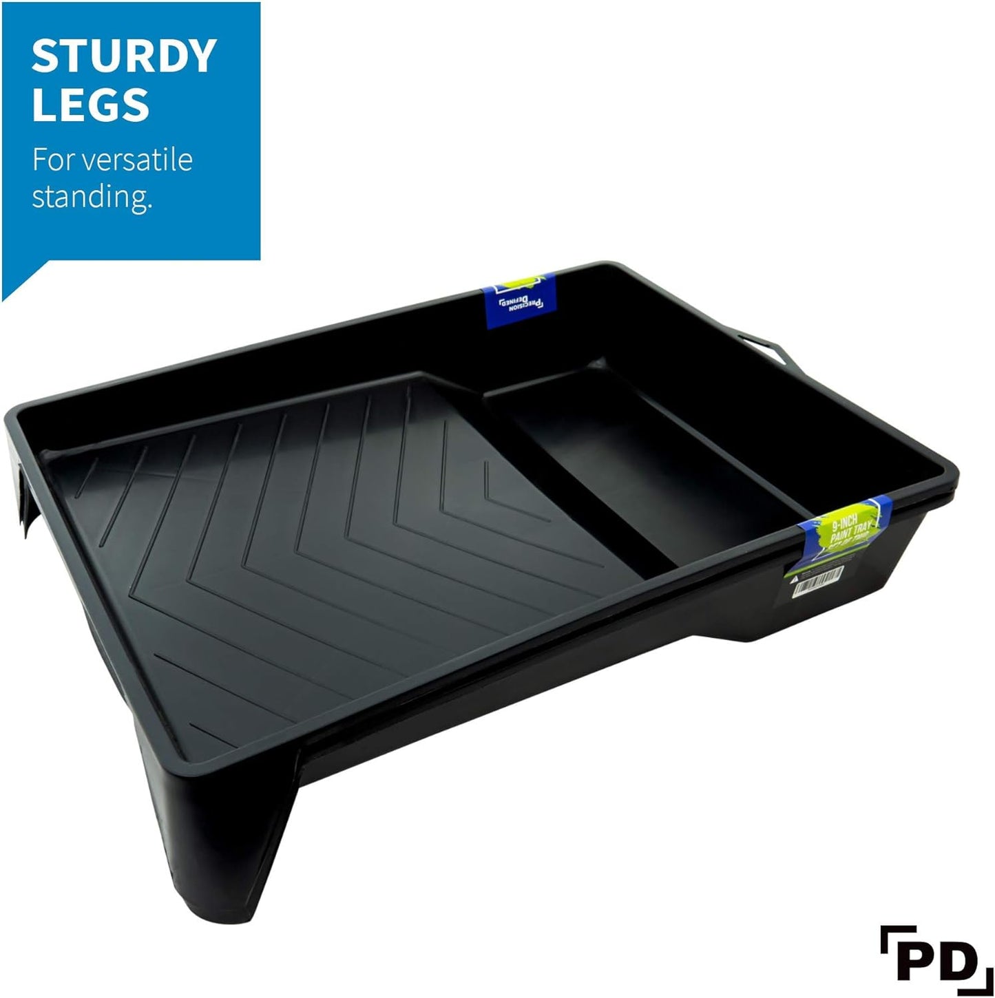 Precision Defined Paint Trays 9-Inch, Paint Roller Trays Set 2-Pack, Plastic Paint Pan for 9-Inch Roller Brushes, Painting Tray for Painting with Deep Paint Pocket, Disposable Paint Tray