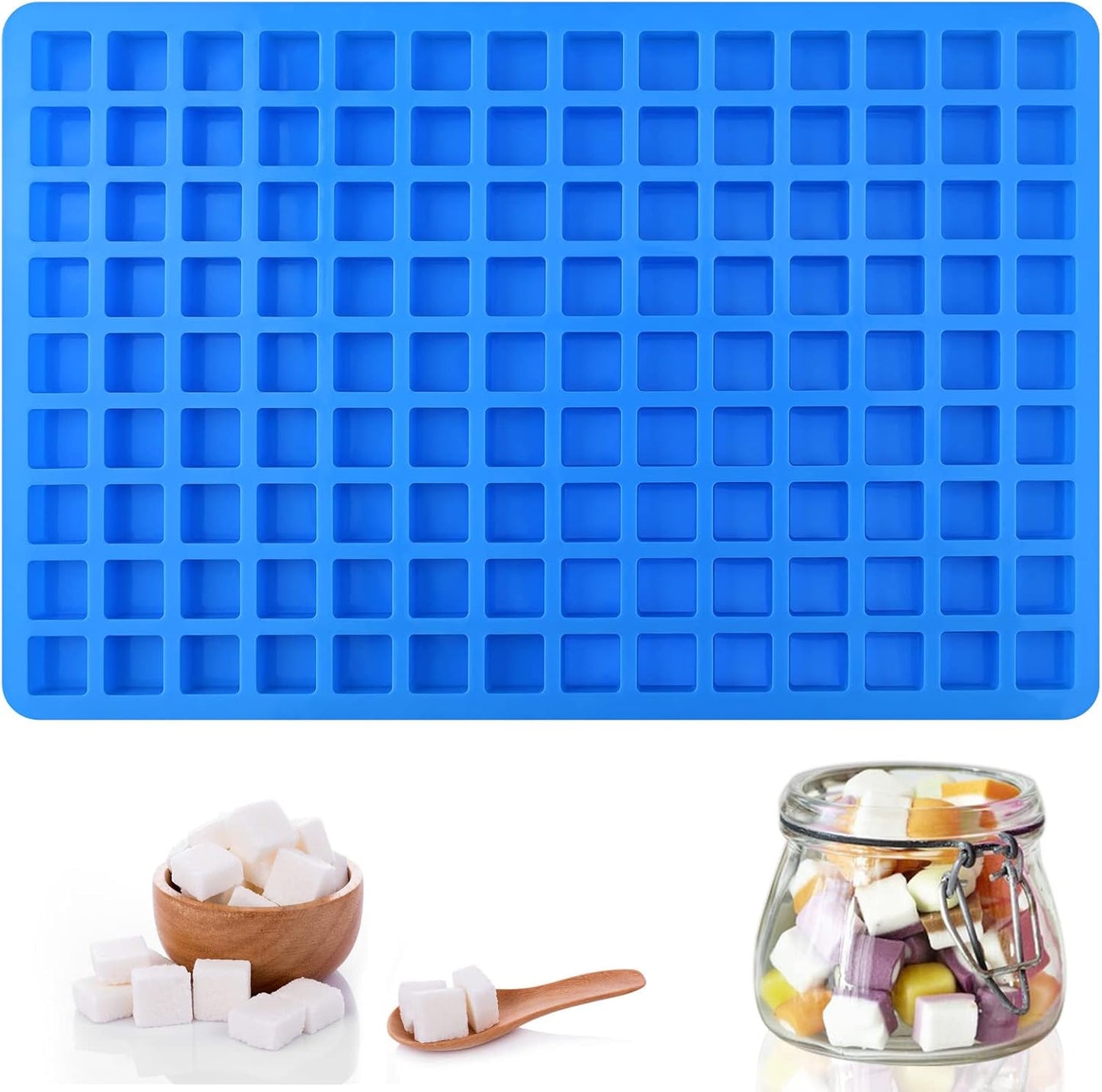 Sakolla 126 Cavities Square Candy Silicone Molds, Mini Silicone Molds for Chocolate, Hard Candy, Ice Cubes, Caramel