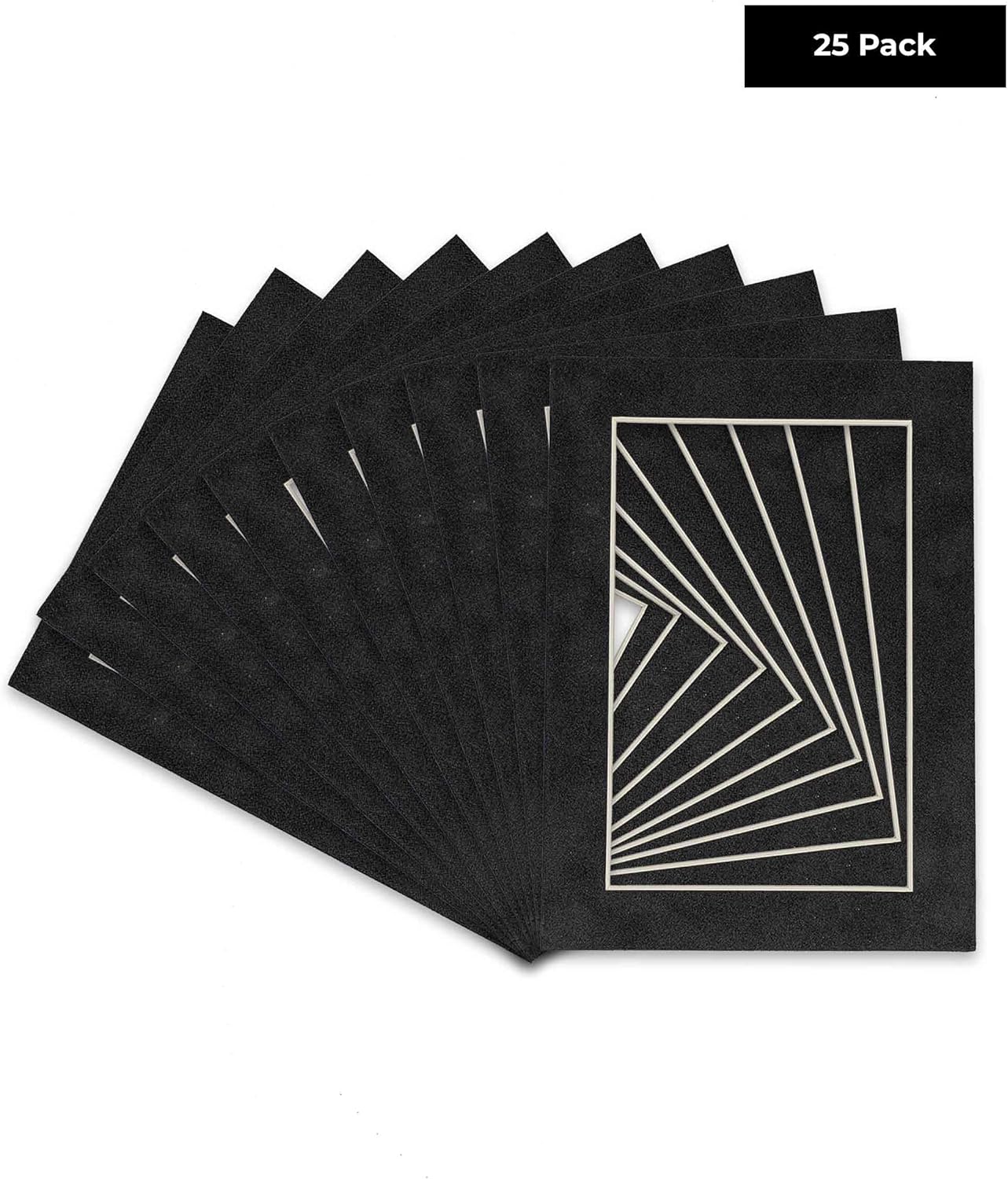 Pack of 25 Acid Free 11x14 Mats Bevel Cut for 8.5x11 Photos - Dark Grey Suede Precut Matboards For Pictures, Photos, Framing - 4-ply Thickness