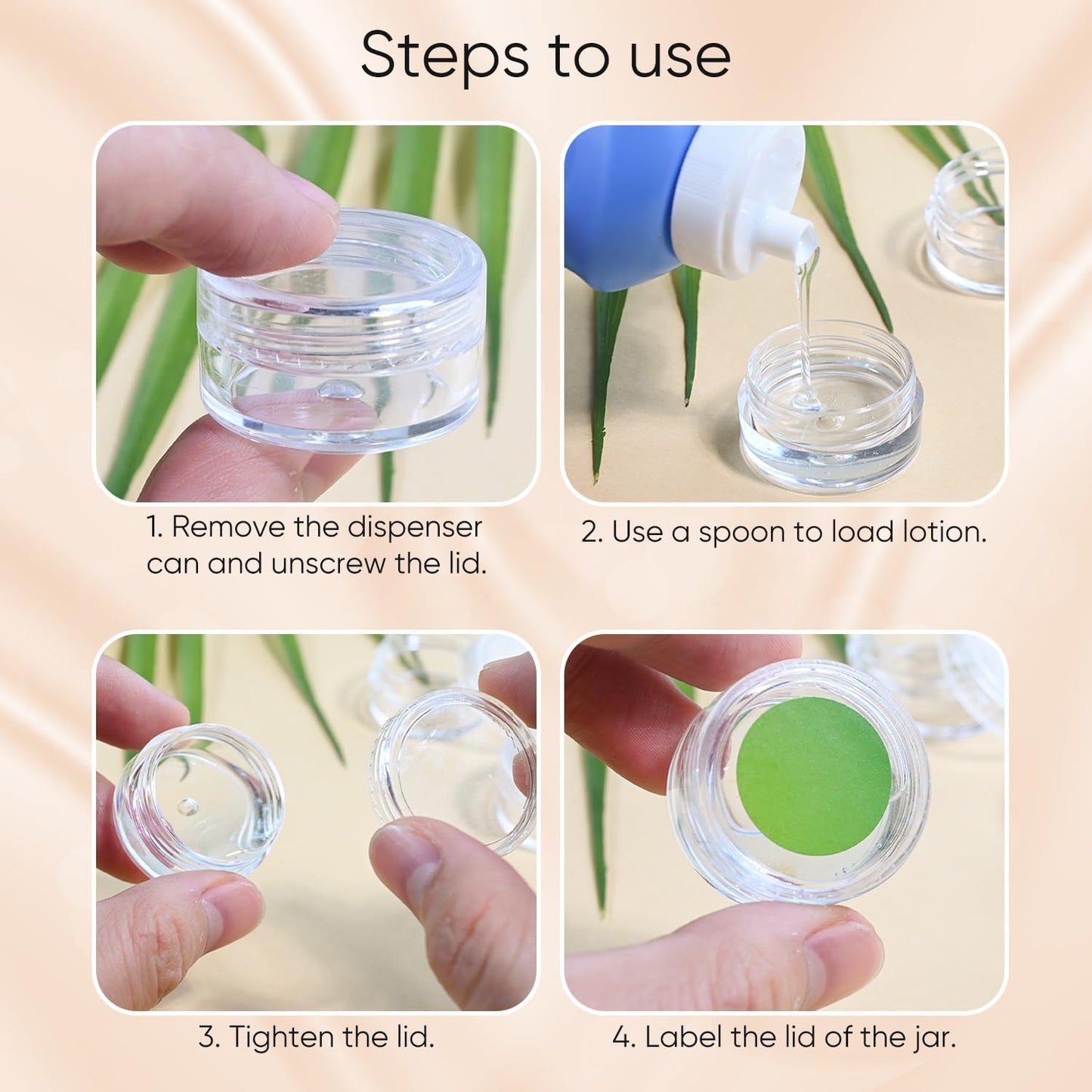 5g Cosmetic Sample Jars with Lids, 50 Pack Clear Small Plastic Containers for Skincare, Face Cream & Lip Balm, BPA-Free, Refillable Travel Size Containers
