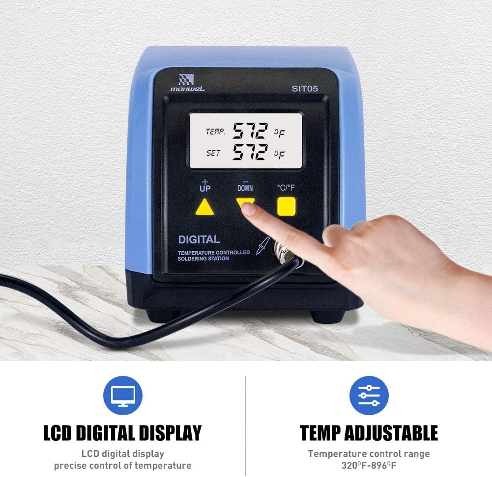 Soldering Iron Station Kit - 110V 60W Digital LED Soldering Station Temperature Adjustable 10 Minute Sleep Function Welding Tools for DIY Hobbyist/Professional Solder Jobs