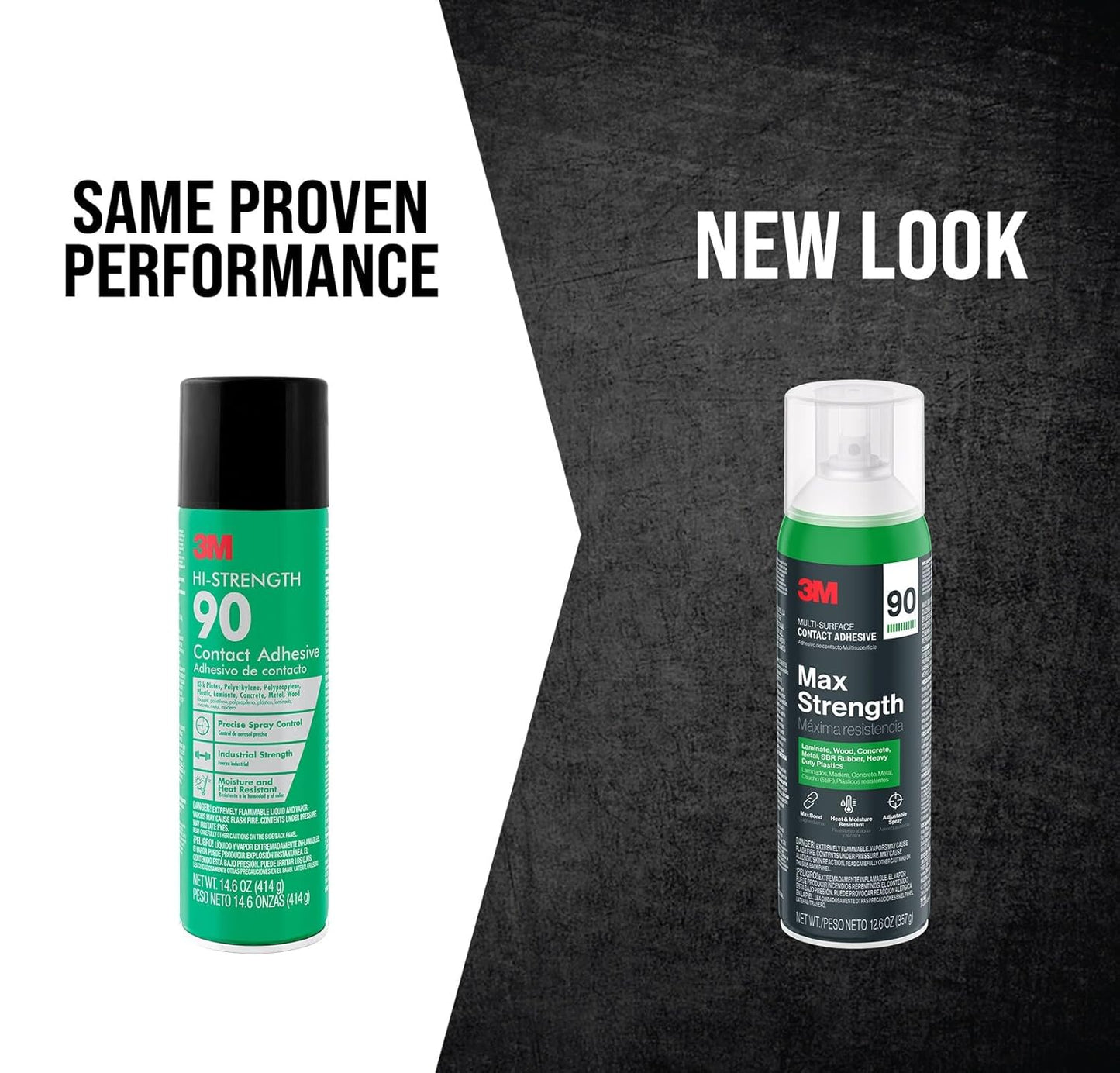 3M Max Strength 90 Contact Adhesive Spray, 12.6 oz (Pack of 6) – Low VOC Heavy Duty Glue with Adjustable Nozzle, Heat & Water Resistant Bond for Metal, Wood, Plastic, Laminate, Concrete