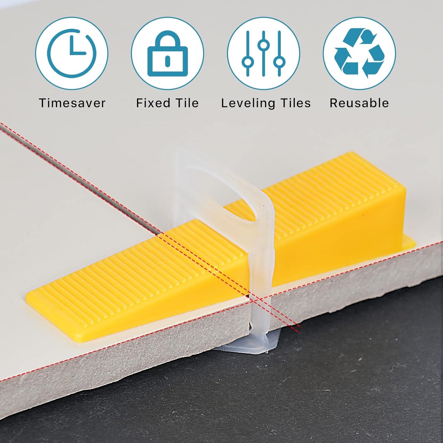 Tile Leveling System with Tile Plier 1500Pcs Piece Tile Spacers Clips 300Pcs Piece Reusable Wedges and 1 Rubber Mallet Tile Tools Set for Stone Installation (1/32"(1.0 mm)