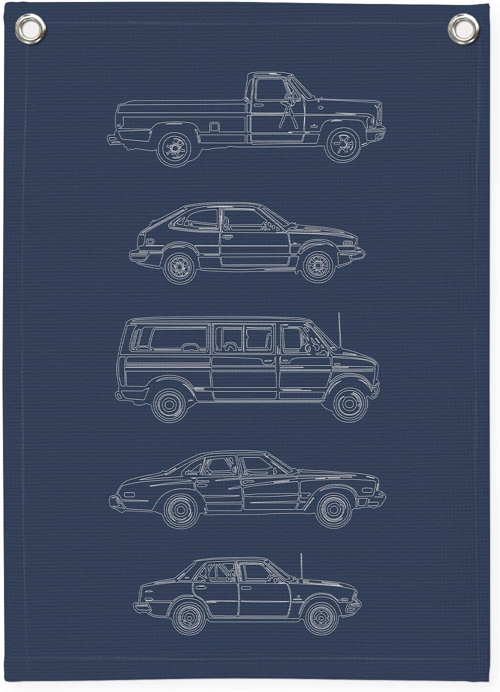 Boy Room Decor,Cars Room Decor for Boys,Vintage Car Decor Linen Canvas Banner,Navy Blue Wall Hanging Pennant Flag for Boys Kids Bedroom Dorm Nursery 18x25 Inch