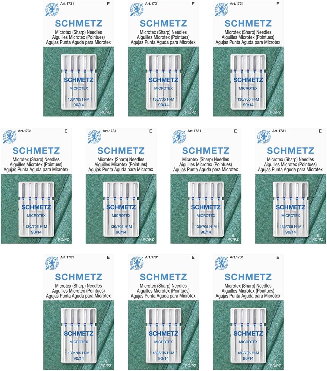 SCHMETZ Microtex Sharp Sewing Machine Needles - Quilting & Topstitching Supplies, Size 90/14, 5-Needle Card, Pack of 10