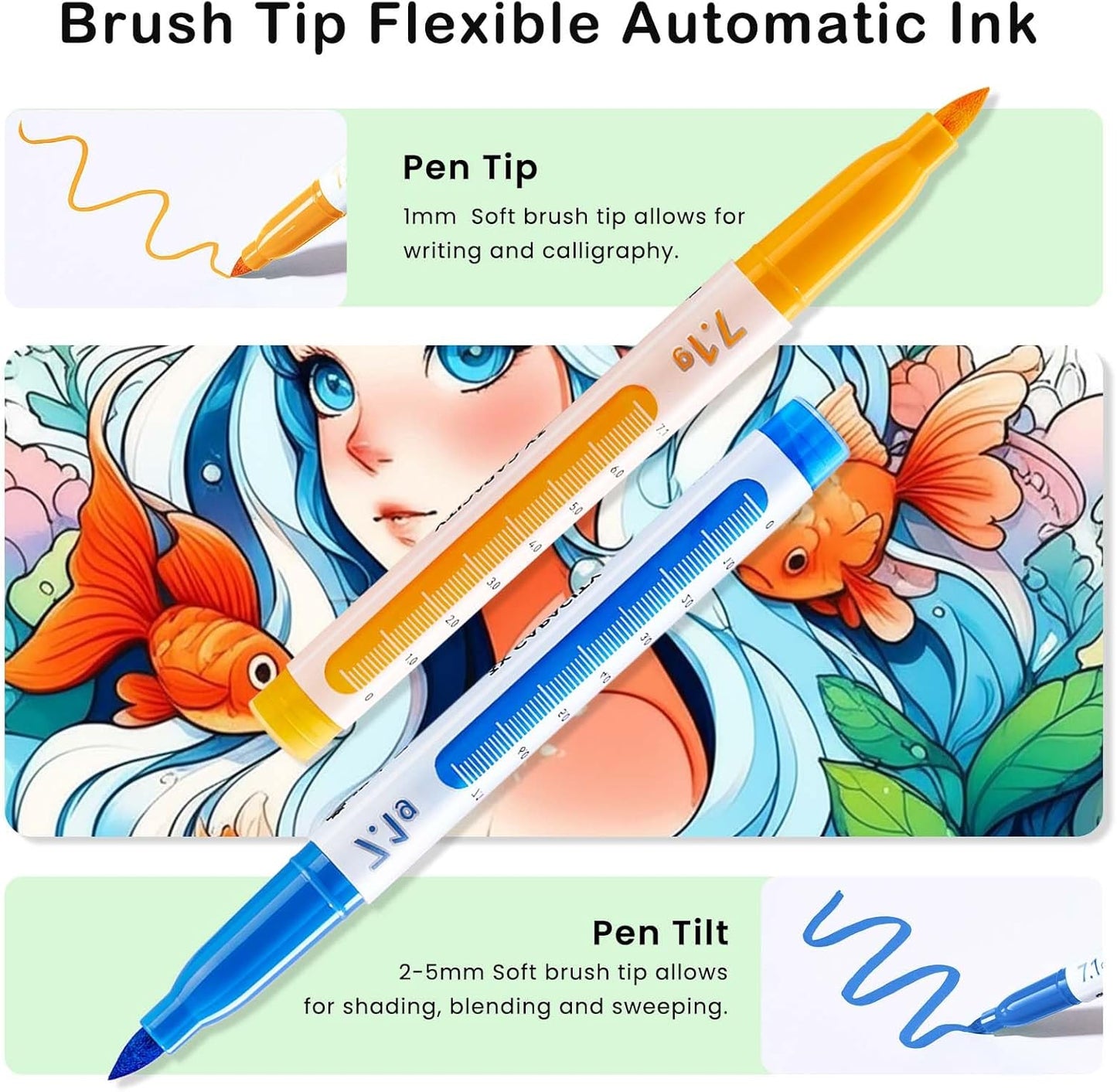 Mooking Paint Markers, 7.1G Capacity Acrylic Paint Markers with Automatic Ink Control and Bullet Tip, 24 Colors Water-Based No-Bleed Paint Pens for Arts & Crafts, Kids Activity, School Classroom