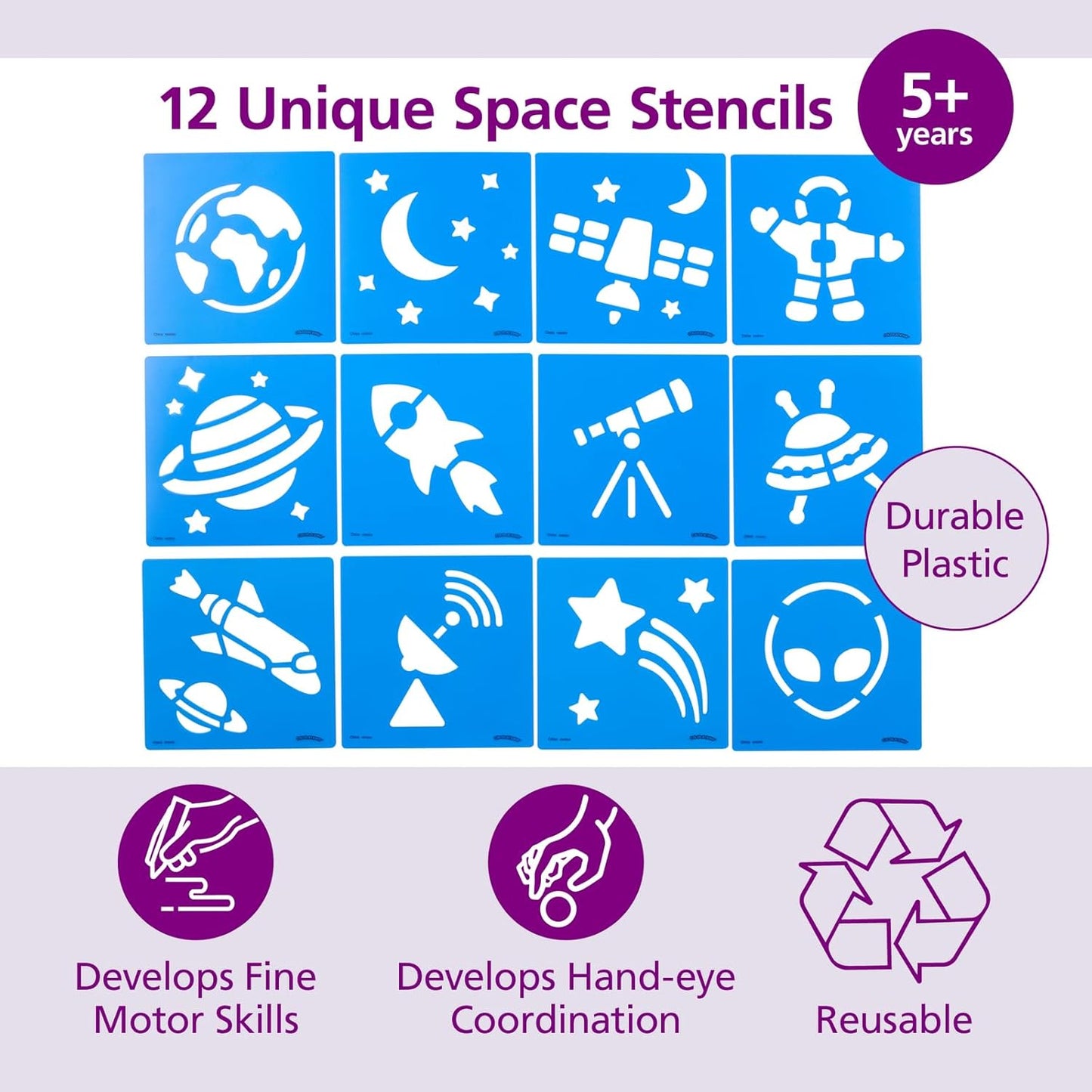 Colorations Space Stencil Set - Set of 12