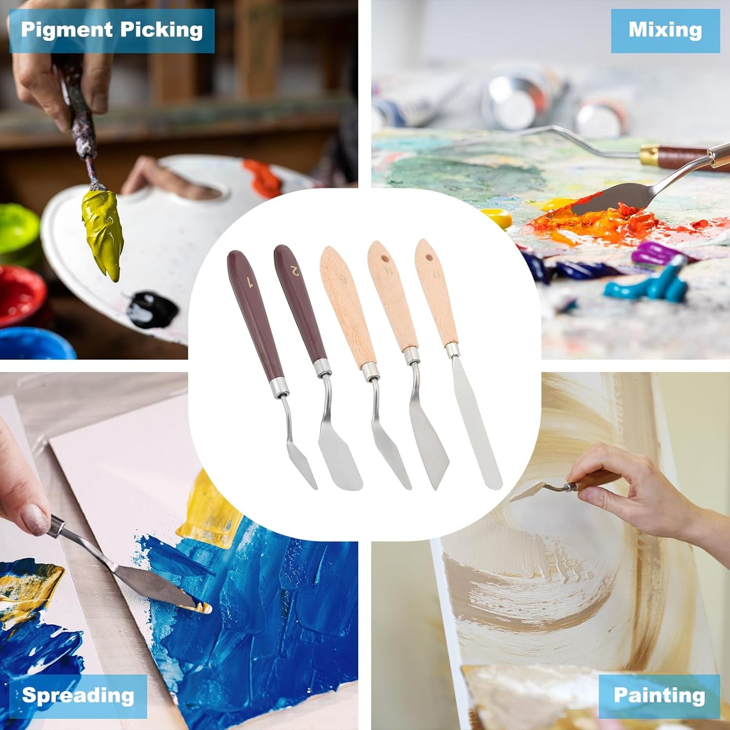 PATIKIL Art Spatula, No.11 16mm Stainless Steel Flexible Palette Knife Painting Knife Painting Spatula Oil Painting Mixing Scraper with Wood Handle for Canvas Acrylic Painting, Brown